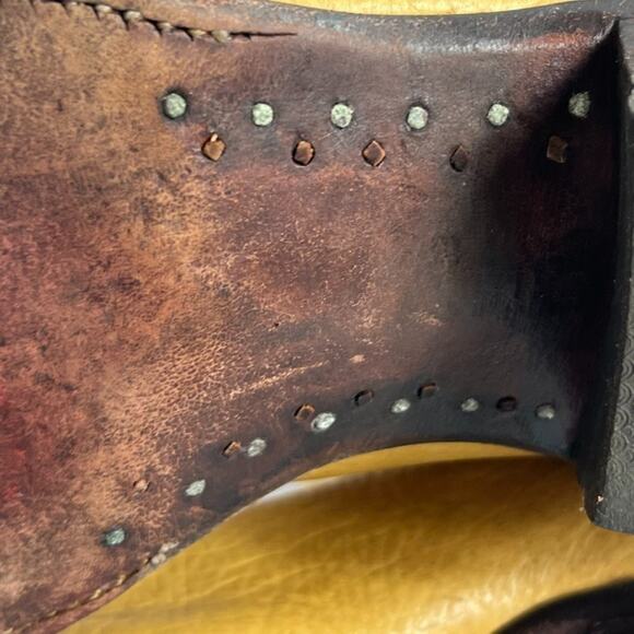 Justin Boots Men's Size 9 Cowboy Western Blonde Leather Embroidered made in USA - Picture 13 of 16